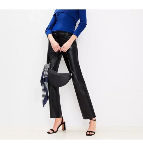 Belted Riviera Slim Pants in Faux Leather