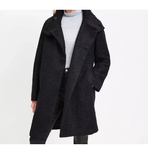 Curly Funnel Neck Coat