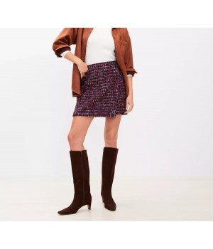 Tweed Button Trim Mini Wrap Skirt