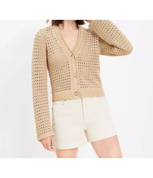 Chunky Mesh Stitch V-Neck Cardigan